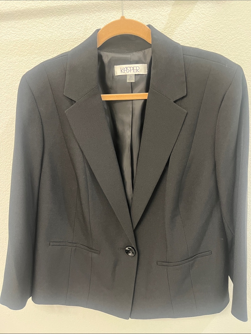 Kasper Women's Black Single-Button Tailored Blazer sz 16W